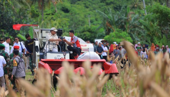 Panen Jagung Serentak, Prabowo Pakai Traktor Modern