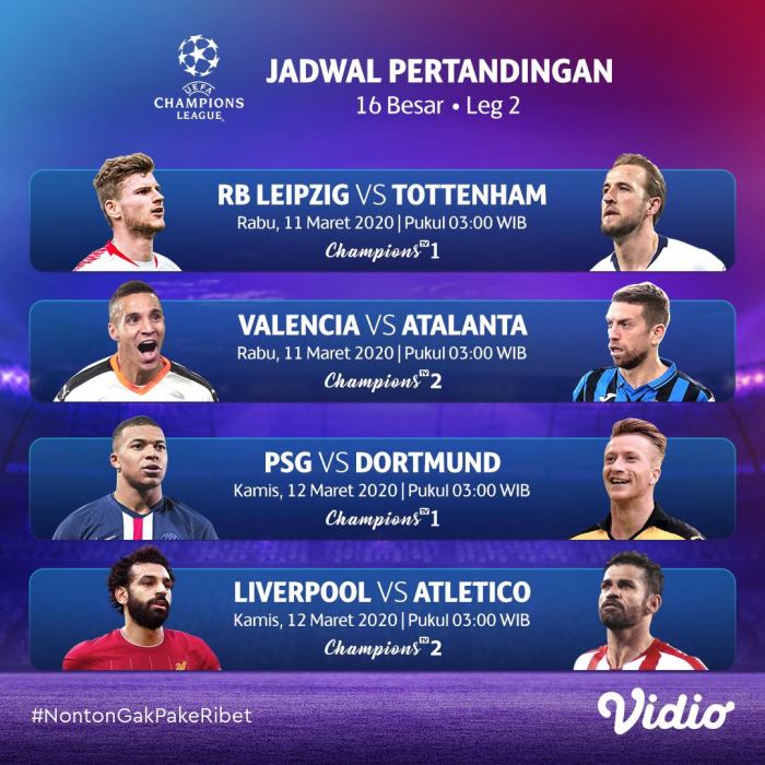 Jadwal pertandingan Liga Champions 16 Besar Leg 2 | Blog Vidio Jadwal pertandingan Liga Champions 16 Besar Leg 2 | Blog Vidio