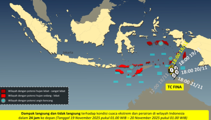 Cuaca Ekstrem di Wilayah Timur Indonesia Akibat Siklon Tropis Fina, BMKG Ingatkan Waspada
