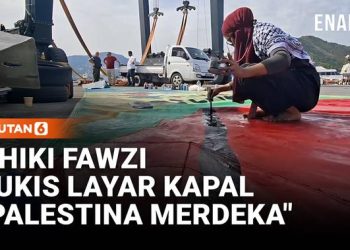 Lukisan Layar Kapal Kemanusiaan Flotilla Bawa Pesan Palestina Merdeka