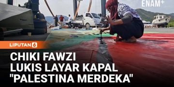 Lukisan Layar Kapal Kemanusiaan Flotilla Bawa Pesan Palestina Merdeka