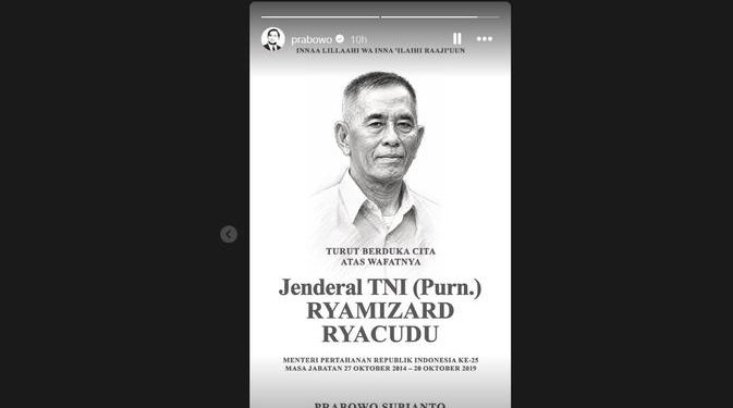 Ryamizard Ryacudu Wafat, Prabowo Ungkapkan Rasa Duka Cita